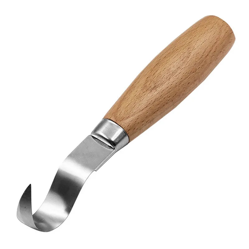 Cuchillo para tallar madera, cuchillo con gancho de cincel, herramientas de tallado, cuchara ergonómica para carpintería, duradero, torcido, profesional escultural
