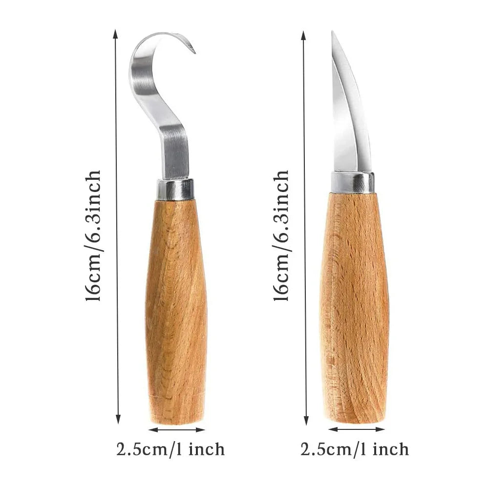Cuchillo para tallar madera, cuchillo con gancho de cincel, herramientas de tallado, cuchara ergonómica para carpintería, duradero, torcido, profesional escultural