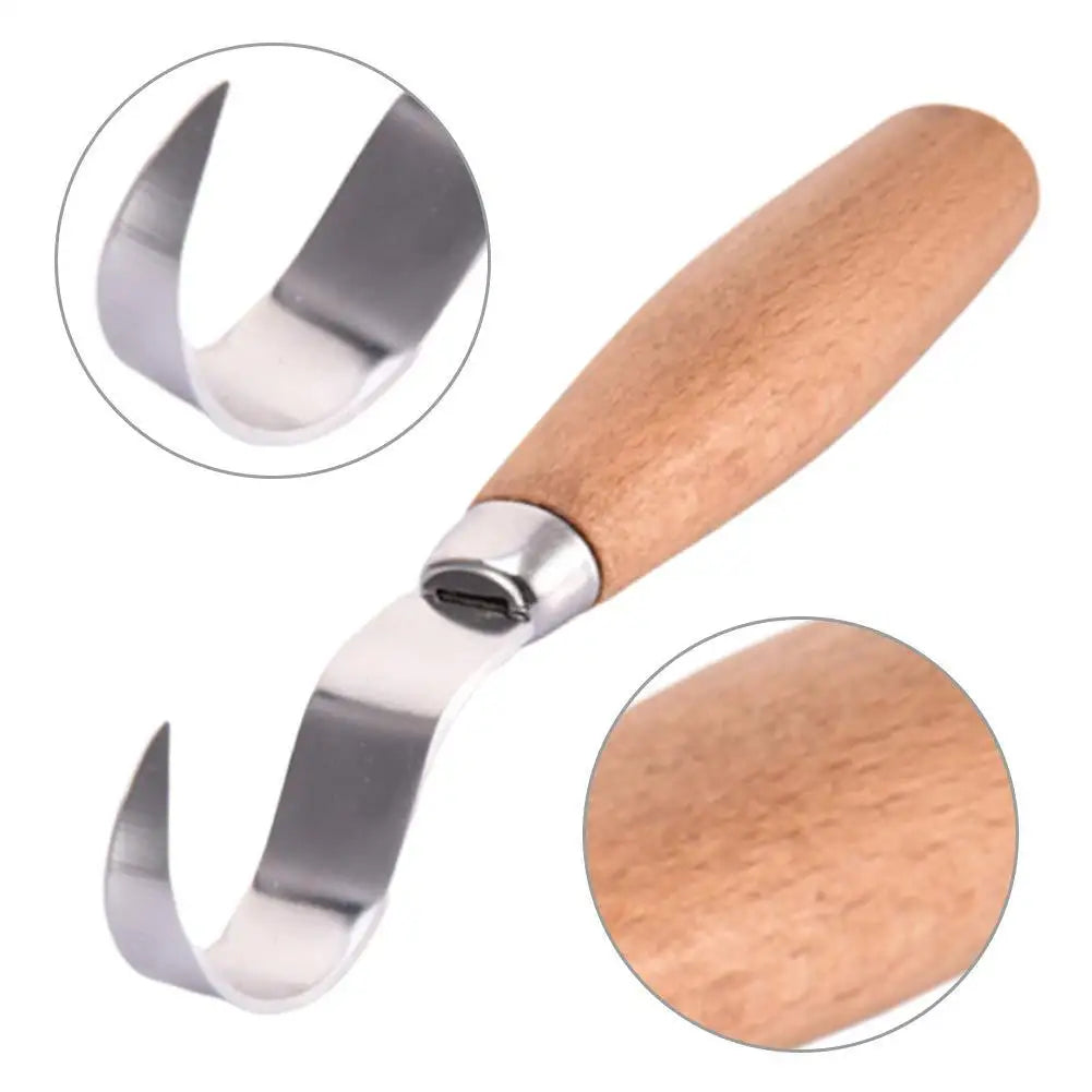 Cuchillo para tallar madera, cuchillo con gancho de cincel, herramientas de tallado, cuchara ergonómica para carpintería, duradero, torcido, profesional escultural